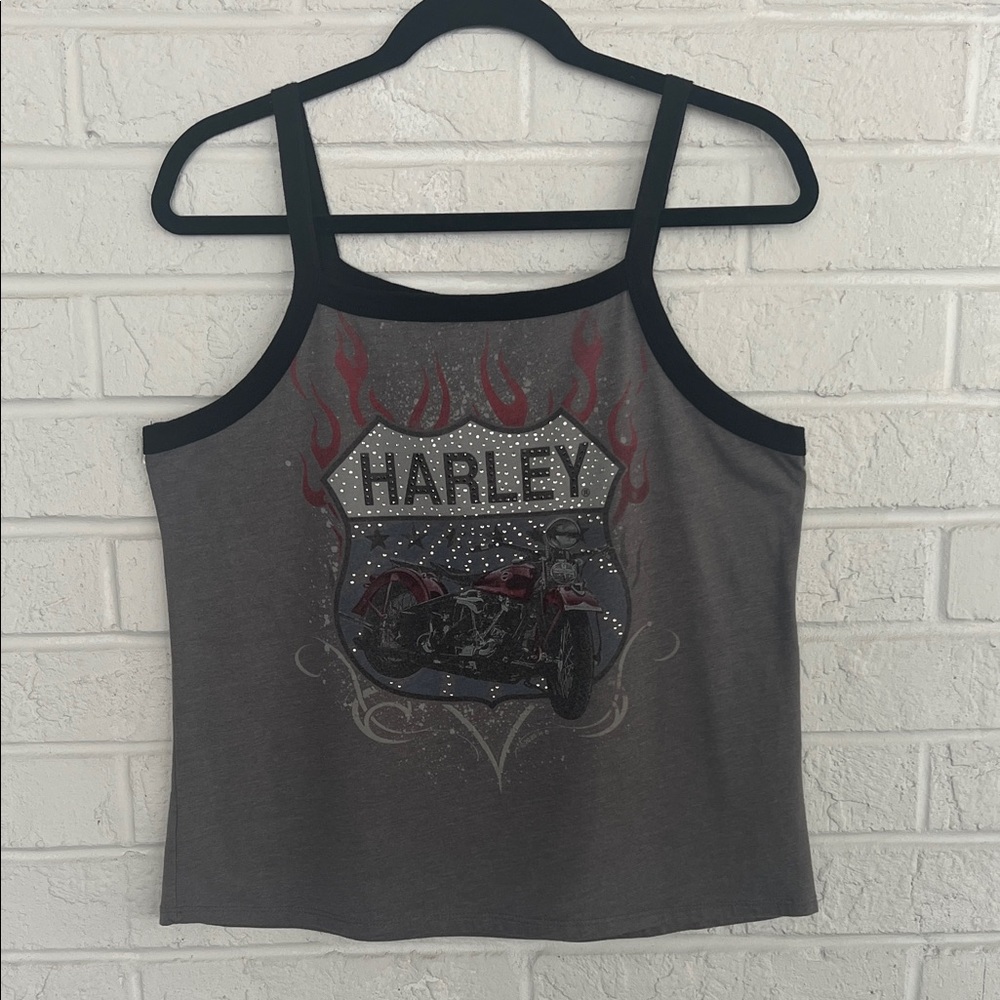 Harley-Davidson Gray Tank Top with Black Straps Size Large